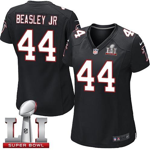 Nike Falcons #44 Vic Beasley Jr Black Alternate Super Bowl LI 51 Women's Stitched NFL Elite Jersey